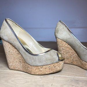 Jimmy Choo Brown Suede Wedge Peeptoe Pumps (Size 36) - Brand New No Box